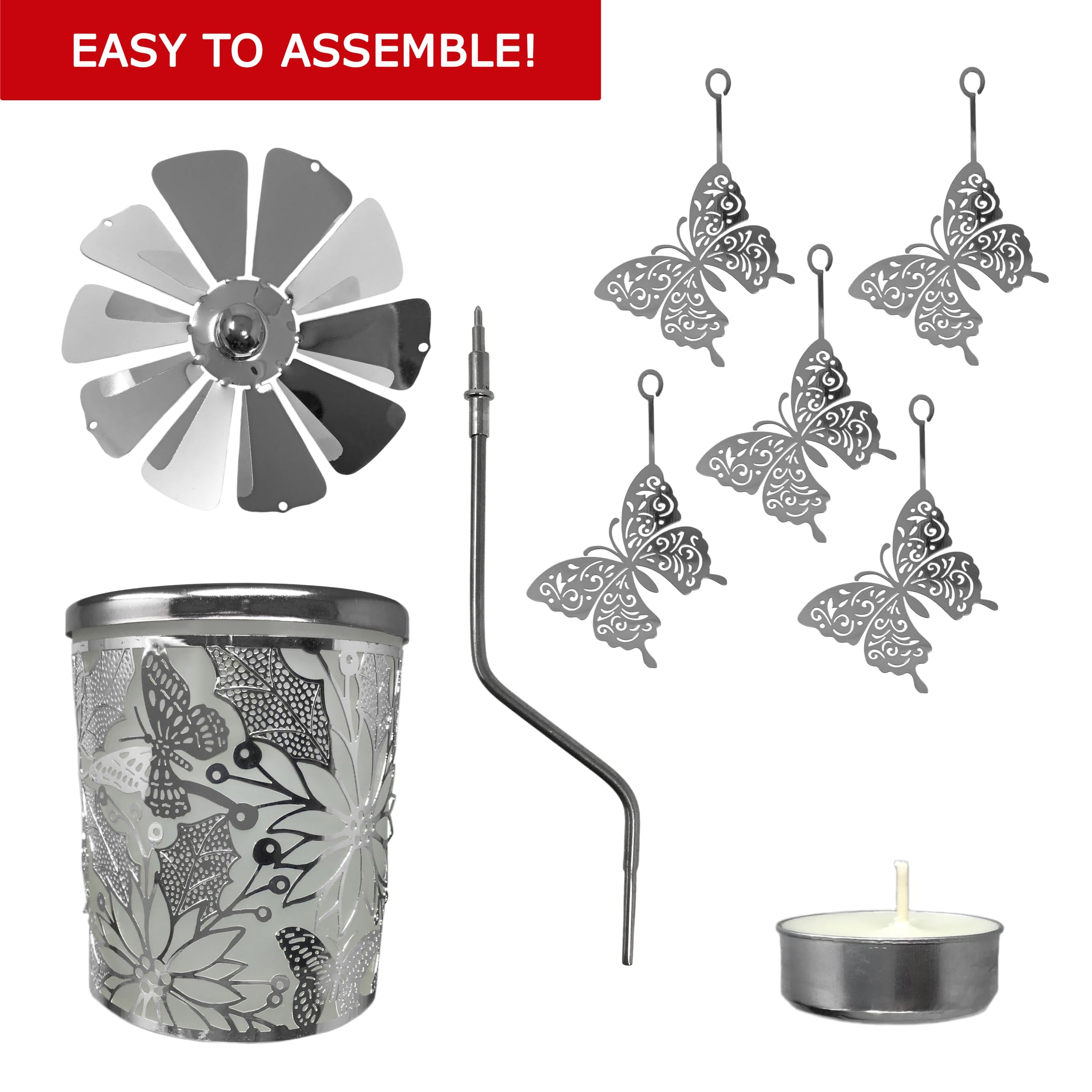 Amazon.co.jp: Spinning Candle Holder - Silver Butterfly